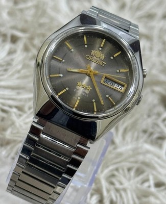 Vintage Orient Automatic Gray Dial Wrist Watch For Mens Japan Day Date