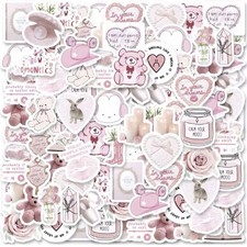 46 PACK - PINK VALENTINES DAY LOVE HOLIDAY SWEET GIRL 1 -2 Sticker Set Bulk Lot