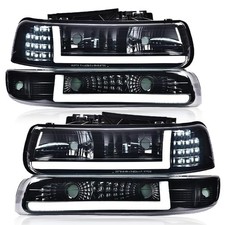 PIT66 LED DRL Headlights Assembly Fit Chevy Silverado 1999-2002  Fit 00-06 T...