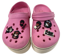 Crocs Kids Pink Classic Clogs Crocband with Jibbitz Girls Size J3