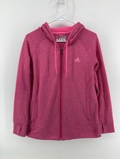 Adidas Ultimate Hoodie Zip Up Hooded Sweatshirt Jacket Womens Size Medium Pink