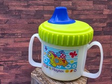 VINTAGE Playtex 2001 Two Handle Trainer Sippy Cup TURTLES BUTTERFLIES