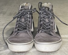 Vans Kids Size 5 SK8-Hi Top Zip Glitter Silver Sneakers Gunmetal Gray