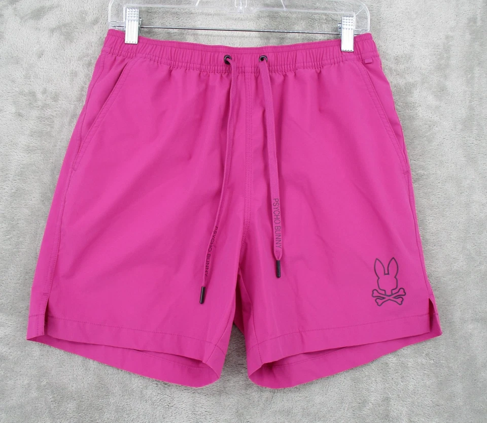 Psycho Bunny Badeshorts Herren Small Parker Hydrochrom Trunk Häschenmuster Pink