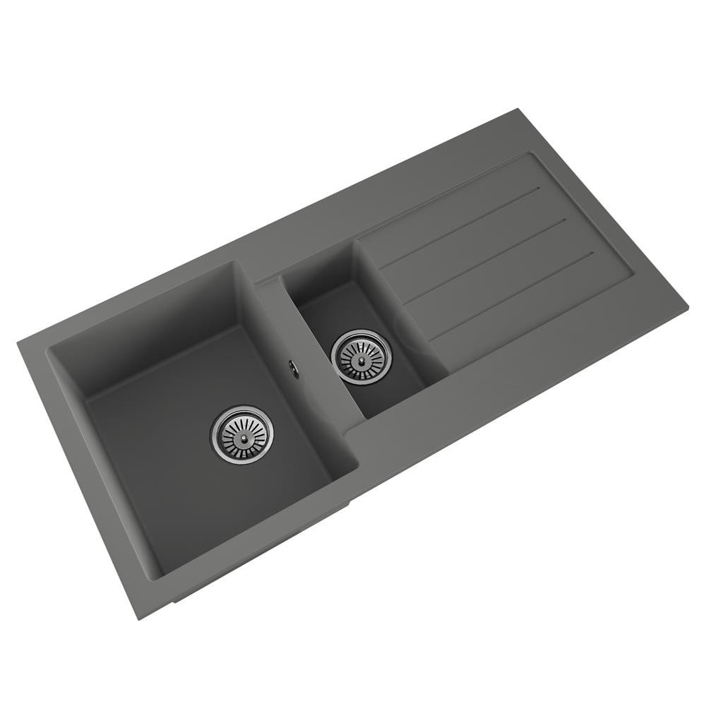 Liquida ELL15GR 1.5 Bowl Comite Reversible Inset Grey Kitchen Sink 1000 x 500mm