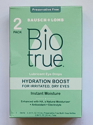 Bio true Hydration Boost Eye Drops For Irritation (10 Ml),  2 Pack EXP 10/01/27