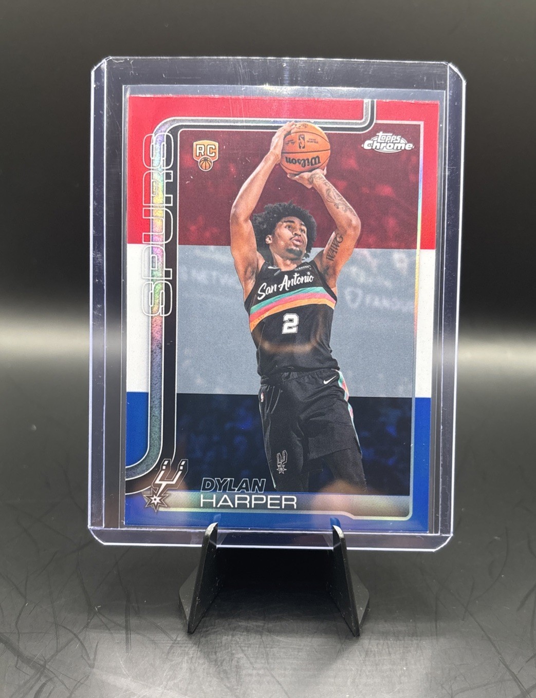 Topps 2025-26 Chrome Update Dylan Harper #152 Red White & Blue RC Spurs