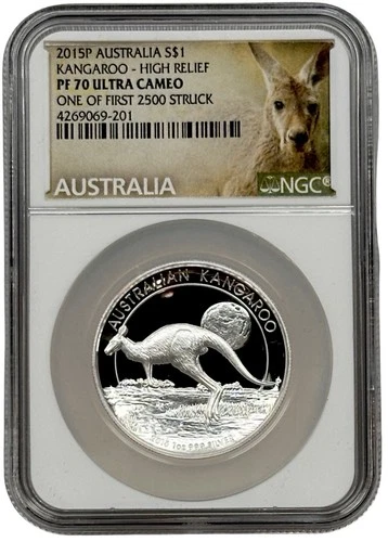 2015 Australia $1 High Relief Kangaroo 1 oz Proof Coin NGC PF 70 UC 1 of 2500