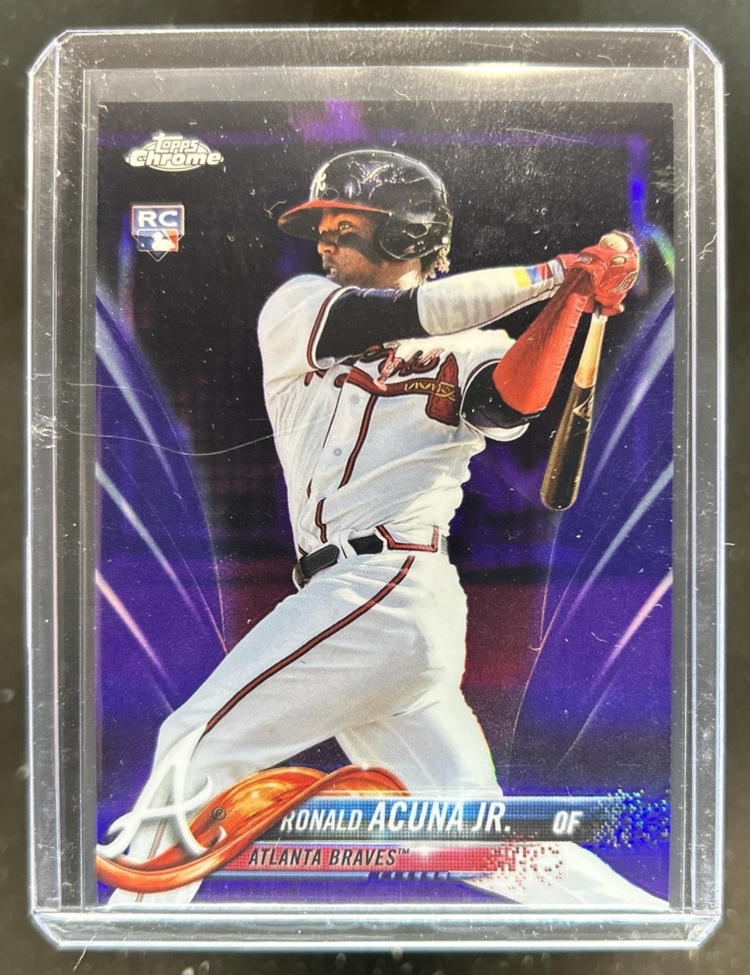 2018 Topps Chrome Ronald Acuna Jr. RC Purple Refractor Rookie #/299 Braves