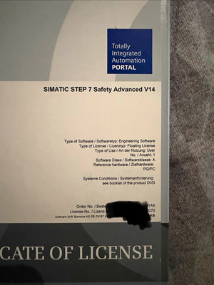 Siemens SIMATIC STEP 7 Safety Advanced V14 TIA Portal Floating License