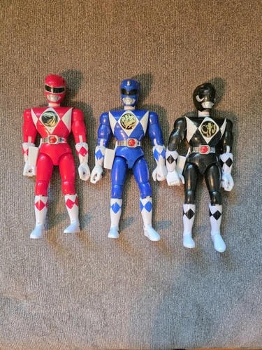 Vintage 1993 Bandai Mighty Morphin Power Rangers 3 Ranger Figure Lot