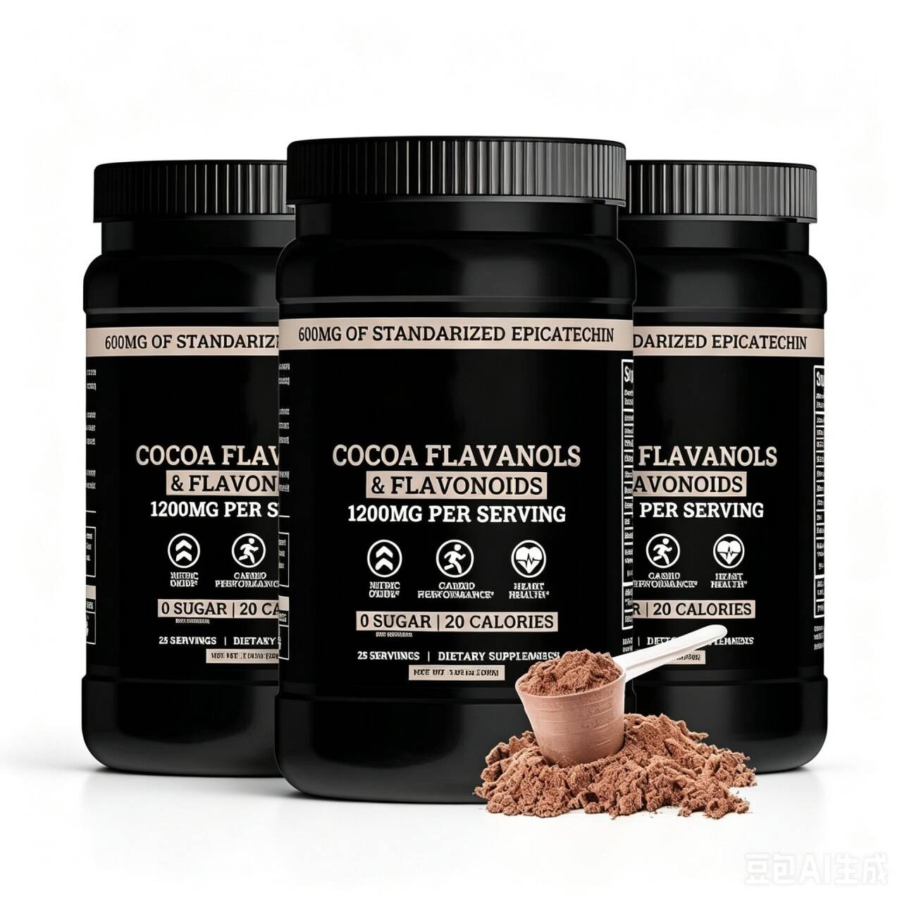3 PACK Black Forest High Flavanol Cocoa Powder And Flavonoids Supplements 1200mg
