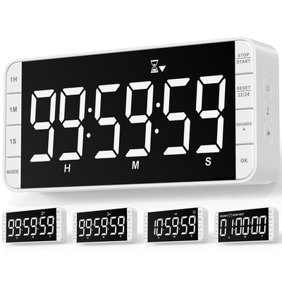 MeesMeek 7.8'' Extra Large Rechargeable LED Kitchen Timer - 99H White 