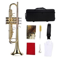 Bb Brass Trumpet Anti Rust Polished Brass Wind Instrument with Cleaning Tool
