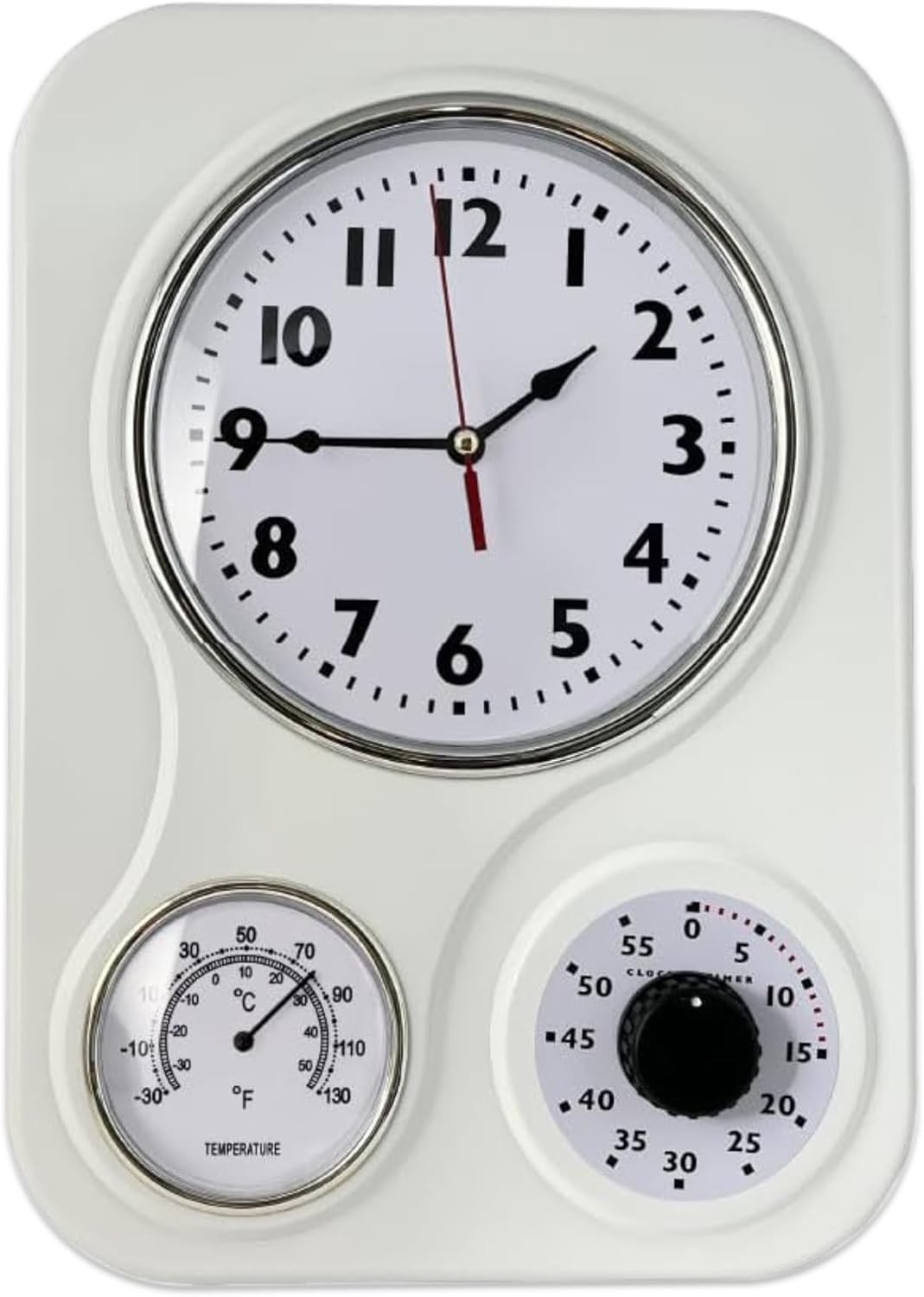Lily's Home (9.5 Inch x 13.3 Retro Kitchen Wall Clock, Vintage White 