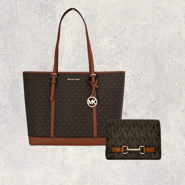 Michael Kors Tasche Shopper Portemonnaie Jet Set Travel Large Carson Braun NEU-image