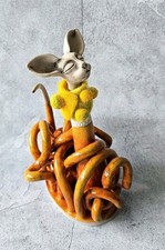 Keramikskulptur"Abessinierkatze", Dekoration, einzigartiges Kunstwerk