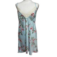 Apt 9 Slip Dress Light Blue Floral Satin Lace Trim Clubwear Festival Coquette M
