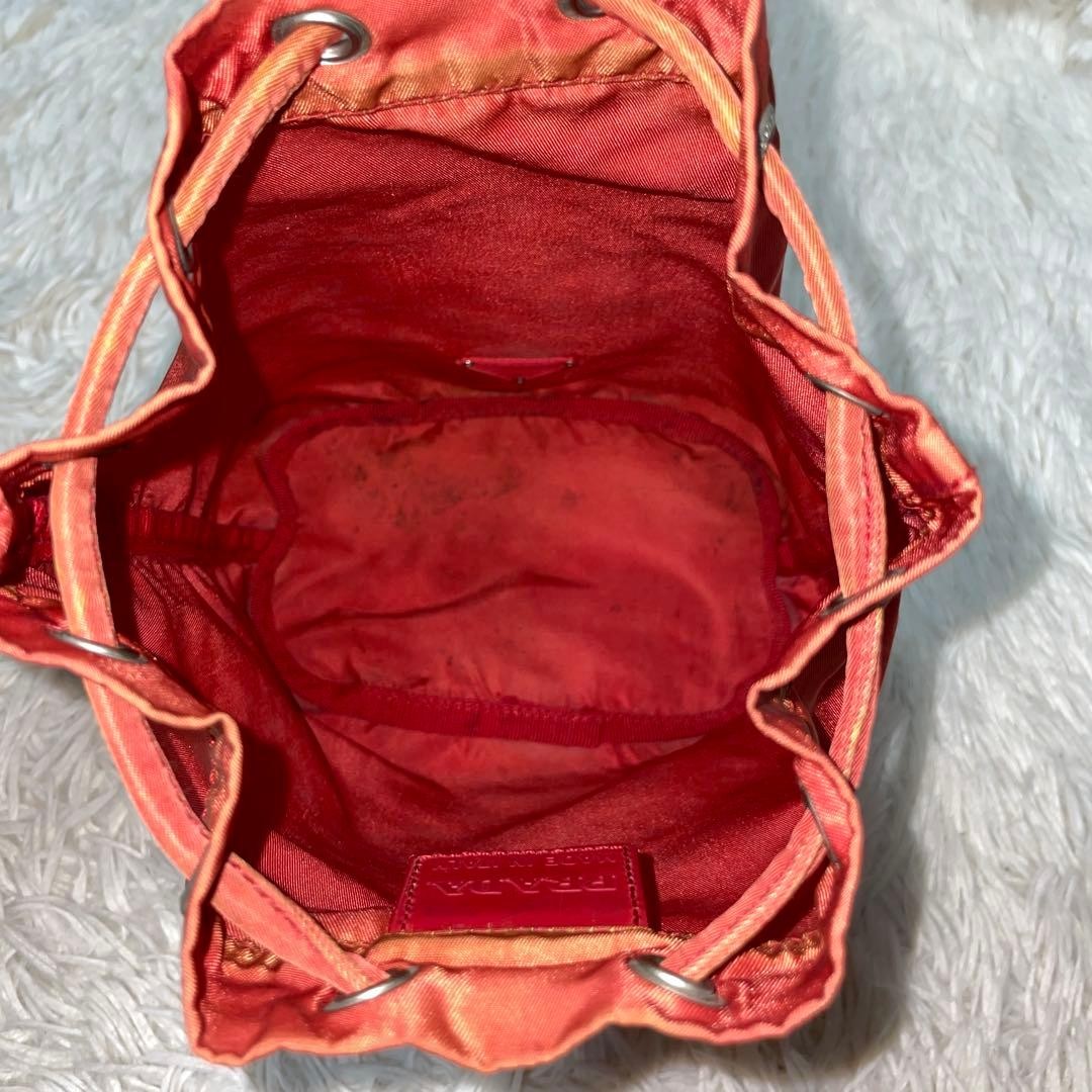 Good Condition PRADA Pouch Drawstring Nylon Red L… - image 6