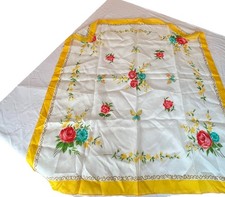 Vintage 50s Rayon Floral Scarf Hand Rolled Edge WPL 10360 Made Japan 30  x30  