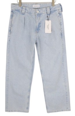 Calvin Klein 90s Loose Herren Jeans W32 Hellblau Washed Faded Plissee Zip Denim *
