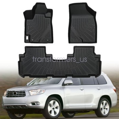 TPE 3D Model Floor Mats Liners 3PCS For 2008-2013 Toyota Highlander All-Weather