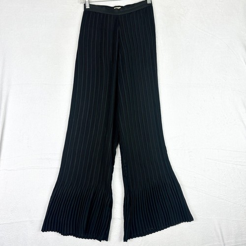 Alquema Pleated Palazzo Pants Chiffon Size 1/Medium Black Flare Artsy