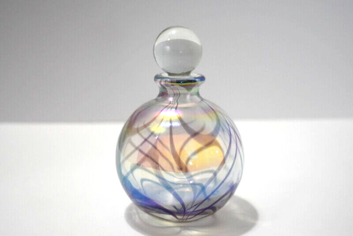 Parfum Flakon rund Dauber Swirl Karneval irisierend Kunstglas - Bild 3 von 8