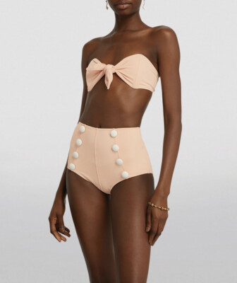 LISA MARIE FERNANDEZ Poppy Button High Waist Bikini Size 4 L