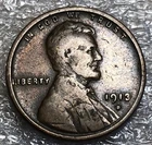 1913-D Lincoln Wheat Cent VG Condition Copper Coin Denver US One Penny Very Good