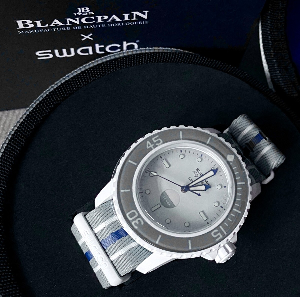 【お買い得！！】BlancpainxSwatch Antarctic Ocean Blancpain x Swatch Scuba Fifty Fathoms Antarctic Ocean White