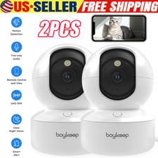 2X Security Camera System Baby Pet Monitor Smart WiFi Night Vision Wired 2K Cam