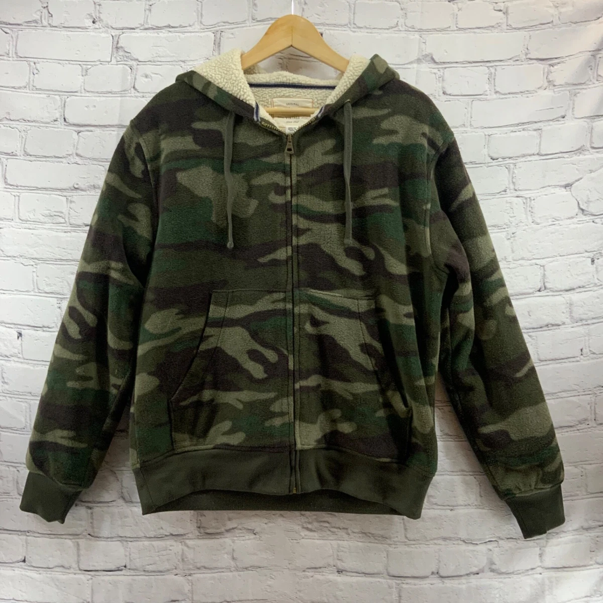 Original Weatherproof Vintage Camo Hoodie Fleece Lined Mens Sz S Small Jacket