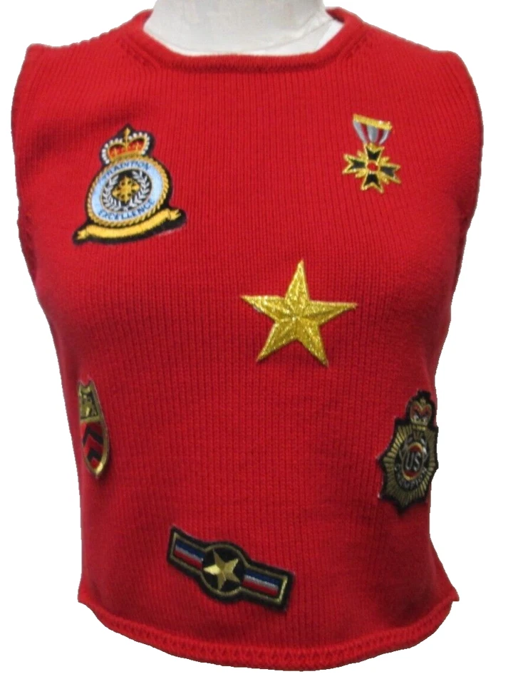 Street Wear by Carole Little Vintage Suéter Top Parches EE. UU. Talla Mediana Md M Foto 2 de 4