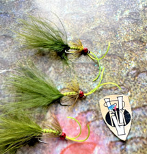 3 V Fly Size 10 Ultimate TDF Special Olive Kicking Nymph Sea Trout Flies