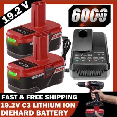 6AH Lithium Battery /Charger For Craftsman C3 315.PP2010 XCP PP2030 PP2025 19.2V