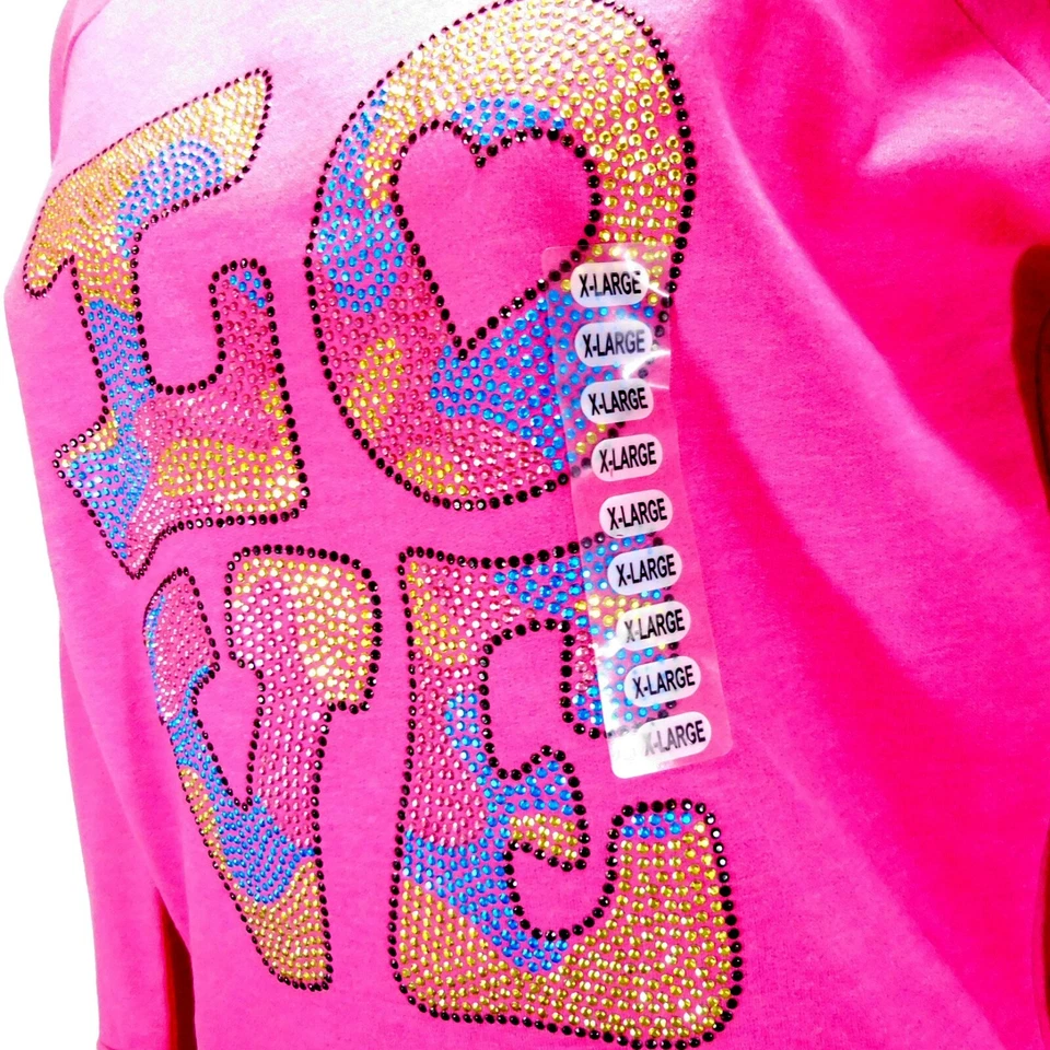 Top Signorelli Niñas Manga Larga Rosa Cuentas LOVE Talla XL 14 Cuello Corto - Cintura Foto 4 de 4