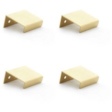 4x Flat Slim Cabinet Finger Pull Handle Semi Concealed 37mm Width Satin Brass