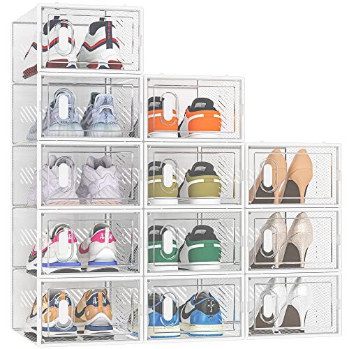 SIMPDIY Shoe Storage, 12 Pack Shoe Organizer for Closet, Shoe Boxes Clear Pla...