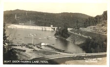 Boat Dock Norris Lake Tennessee Aeria 1938 Rell Clemens Real Photo Postcard