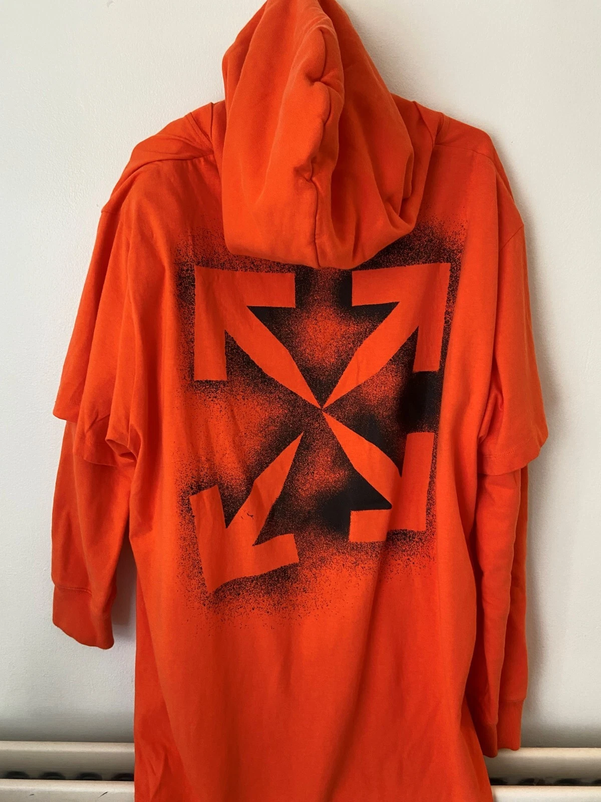 OFF WHITE Felpa con cappuccio bianca spento taglia grande nuova di zecca con etichette