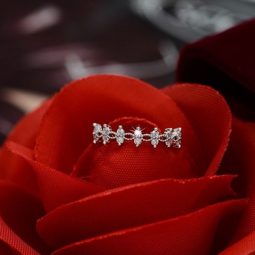 Steel Women Titanium Wedding Rhinestone Jewelry Ring Stainless Crystal Gift - Picture 5 of 15