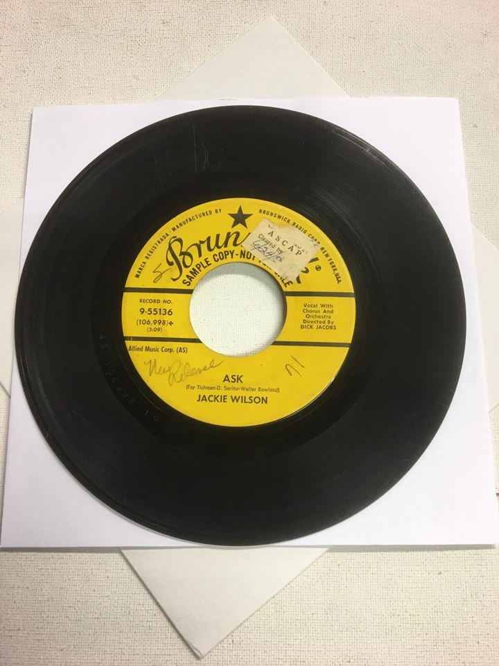 Jackie Wilson - I'll Be Satisfied 7" BRUNSWICK SAMPLE COPY DJ CENTRE EX/VG+ Foto 3 de 4