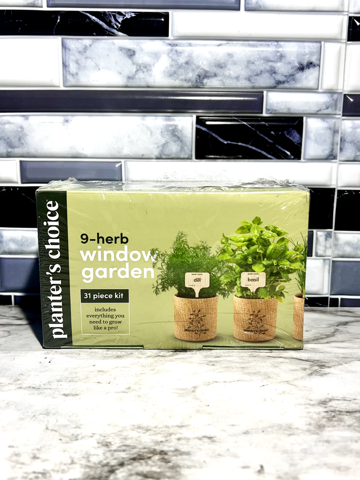 Planters Choice 9 Herb Window Garden Kit Starter pack Non GMO 31 Piece Set