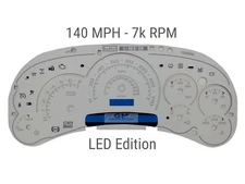 140 MPH 7k RPM White Gauge Face 2003 04 05 GM Instrument Clusters LED Edition