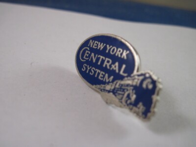 New York Central RR cloisonne logo Lapel   blue pin **(xa200)