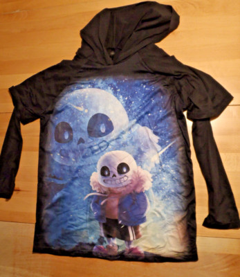 Undertale Sens Langarmshirt, Doppellayer, Kapuze, Größe XL