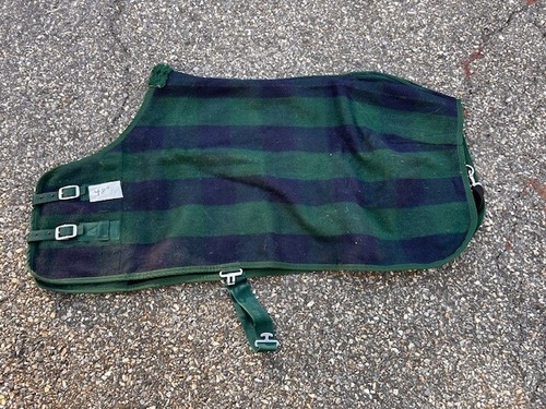 DRESS Sheet 48" Wool GREEN and Blue Plaid VGC Pony Macintosh Miller's - Picture 3 of 3
