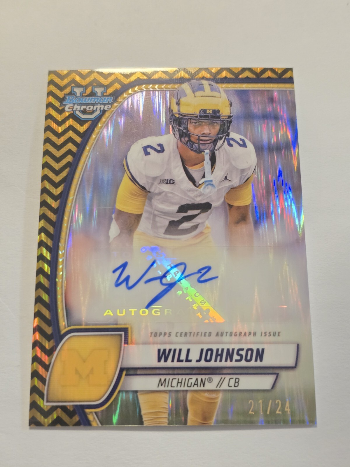 2024 Bowman Chrome U Will Johnson Black Gold Stealth Refractor Auto #/24
