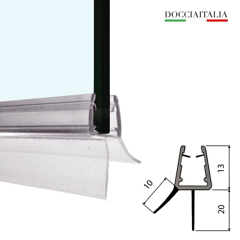 DOCCIAITALIA Guarnizione box doccia Gocciolatoio doppia aletta 20mm vetro 6/8mm.